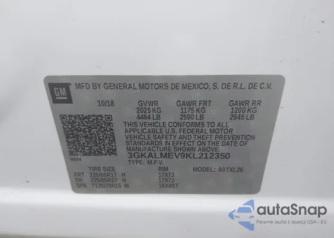 2019 GMC Terrain Sle из США, поврежденный, VIN 3GKALMEV9KL212350